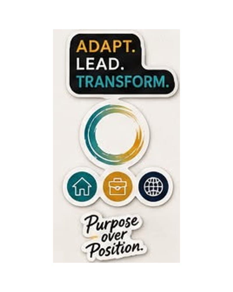 Sticker pack: Adapt. Lead. Transform., the logo, the icons, Purpose over Position